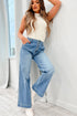 Dusk Blue Multi Button Waist Wash Straight Leg Jeans STYLE SOURCE