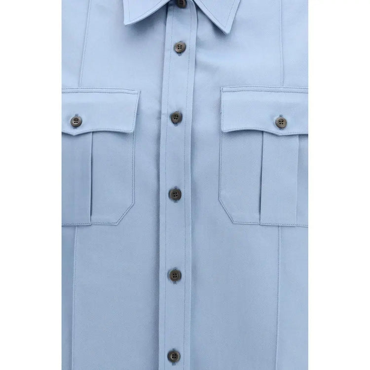 Prada Blue Cotton Shortsleeve Shirt STYLE SOURCE