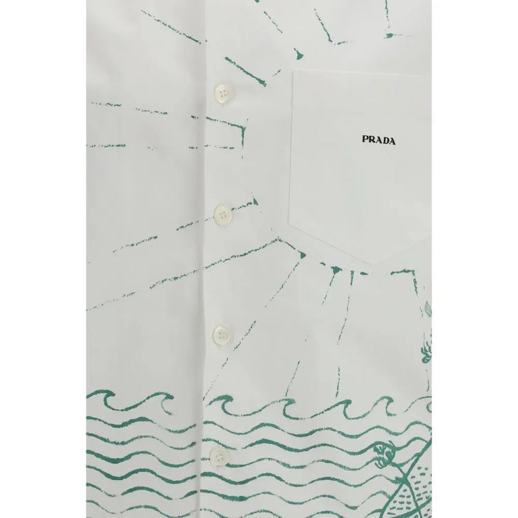 Prada White Cotton Pattern Shirt Prada