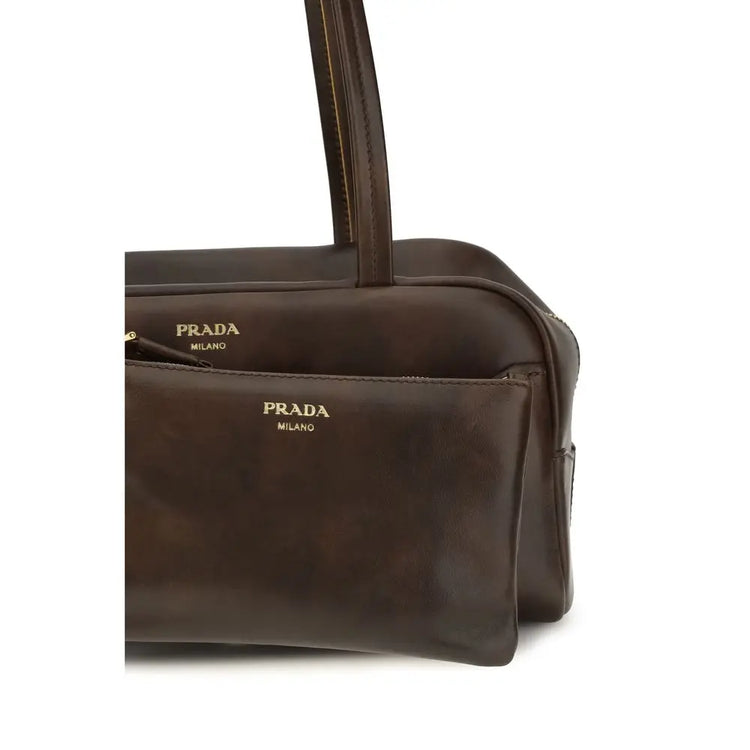 Prada Brown Calf Leather Bos Taurus Shoulder Bag Prada
