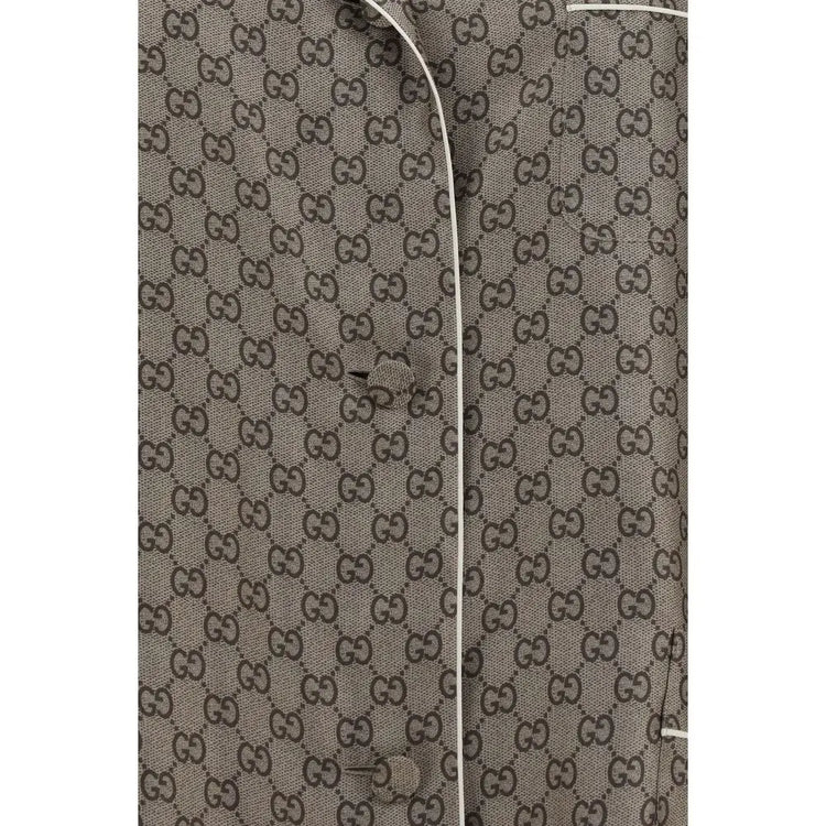 Gucci Beige Silk Dress Shirt STYLE SOURCE