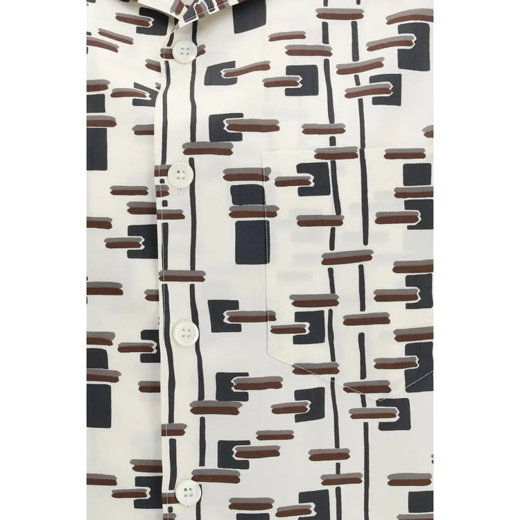 Prada Beige Cotton Pattern Shirt Prada