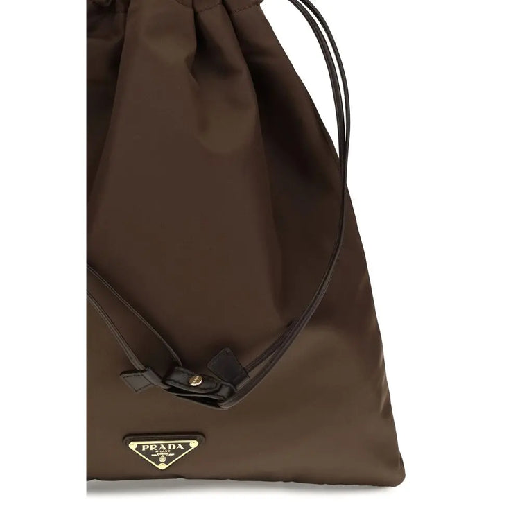 Prada Brown Polyamide Clutch Bag Prada