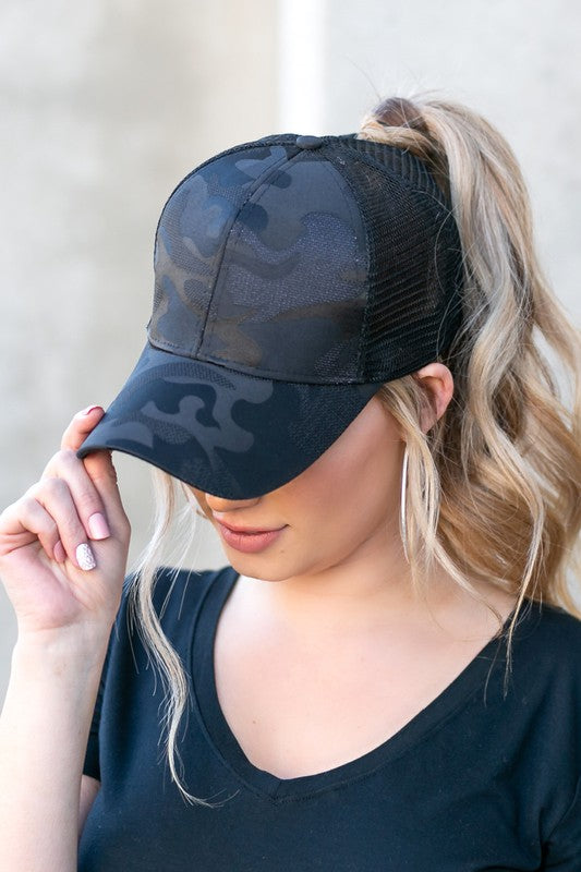 Camo Messy Bun Cap STYLE SOURCE