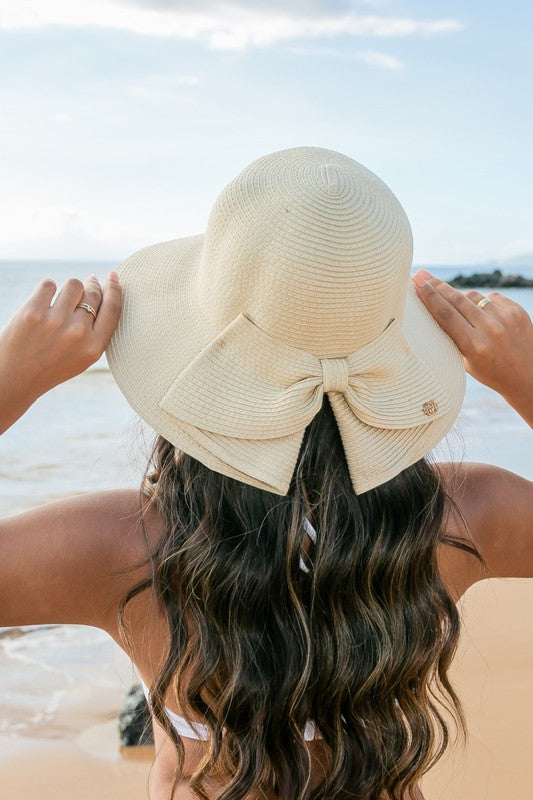 Bow Back Straw Bucket Hat STYLE SOURCE