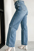 Dusk Blue Multi Button Waist Wash Straight Leg Jeans STYLE SOURCE