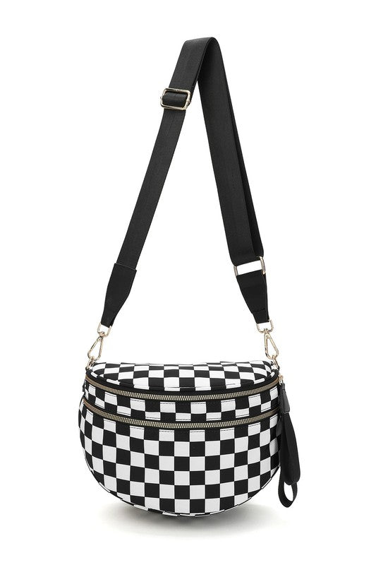 Frankie Oversize Double Zip Print Crescent Sling Bag STYLE SOURCE