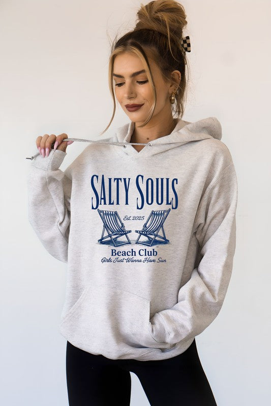 Salty Souls Beach Club Hoodie Sweatshirt STYLE SOURCE