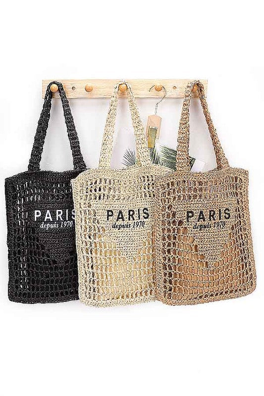 Paris Open Crochet Straw Summer Tote STYLE SOURCE