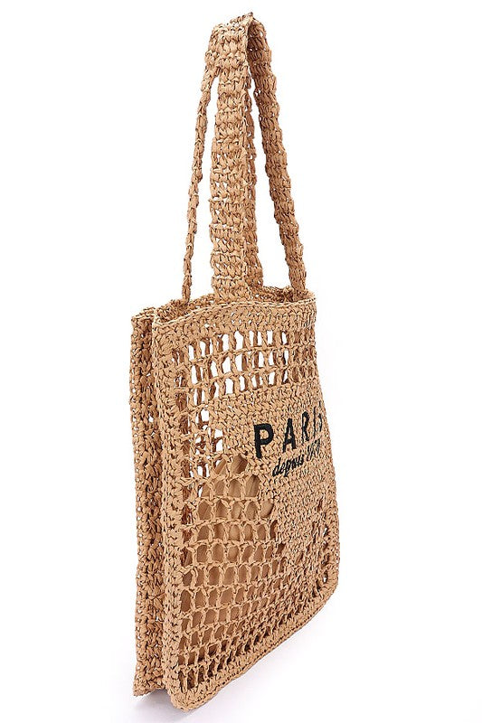 Paris Open Crochet Straw Summer Tote STYLE SOURCE