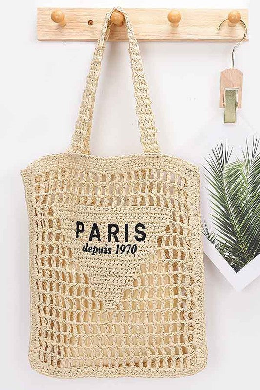 Paris Open Crochet Straw Summer Tote STYLE SOURCE