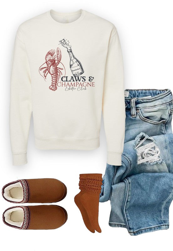 Claws & Champagne Lobster Club Graphic Sweatshirt STYLE SOURCE