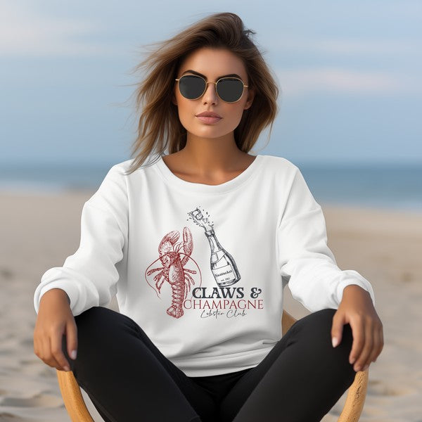 Claws & Champagne Lobster Club Graphic Sweatshirt STYLE SOURCE