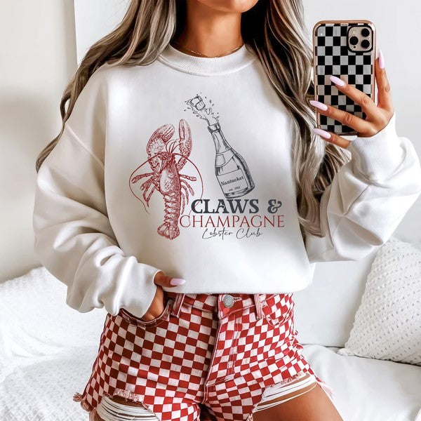 Claws & Champagne Lobster Club Graphic Sweatshirt STYLE SOURCE