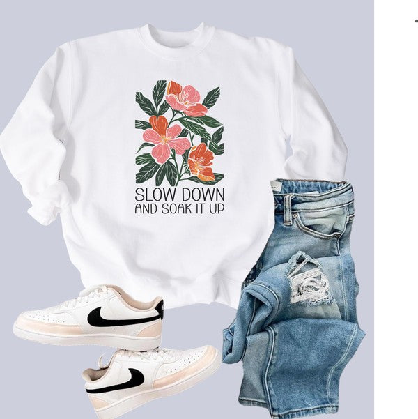 Slow Down and Soak Graphic Crewneck Sweatshirt STYLE SOURCE