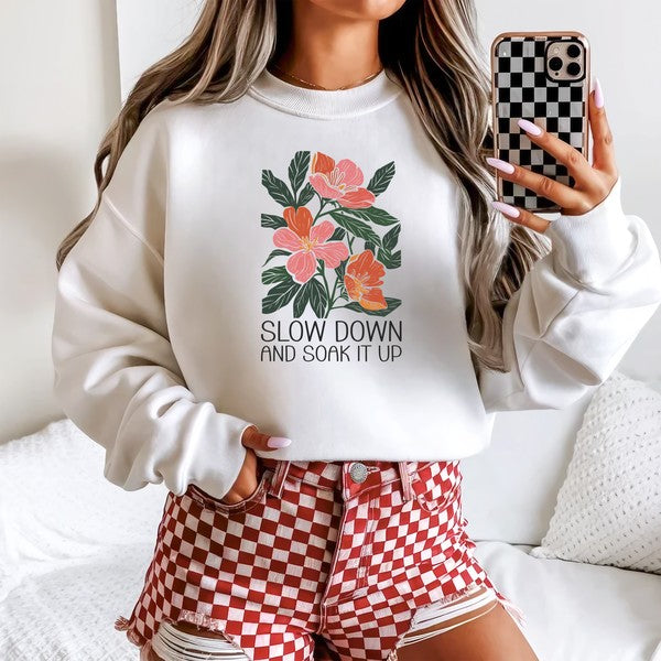 Slow Down and Soak Graphic Crewneck Sweatshirt STYLE SOURCE