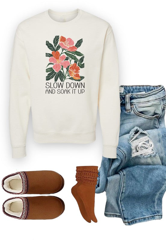 Slow Down and Soak Graphic Crewneck Sweatshirt STYLE SOURCE