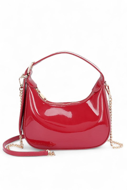 Patent Faux Leather Top Handle Swing Bag STYLE SOURCE