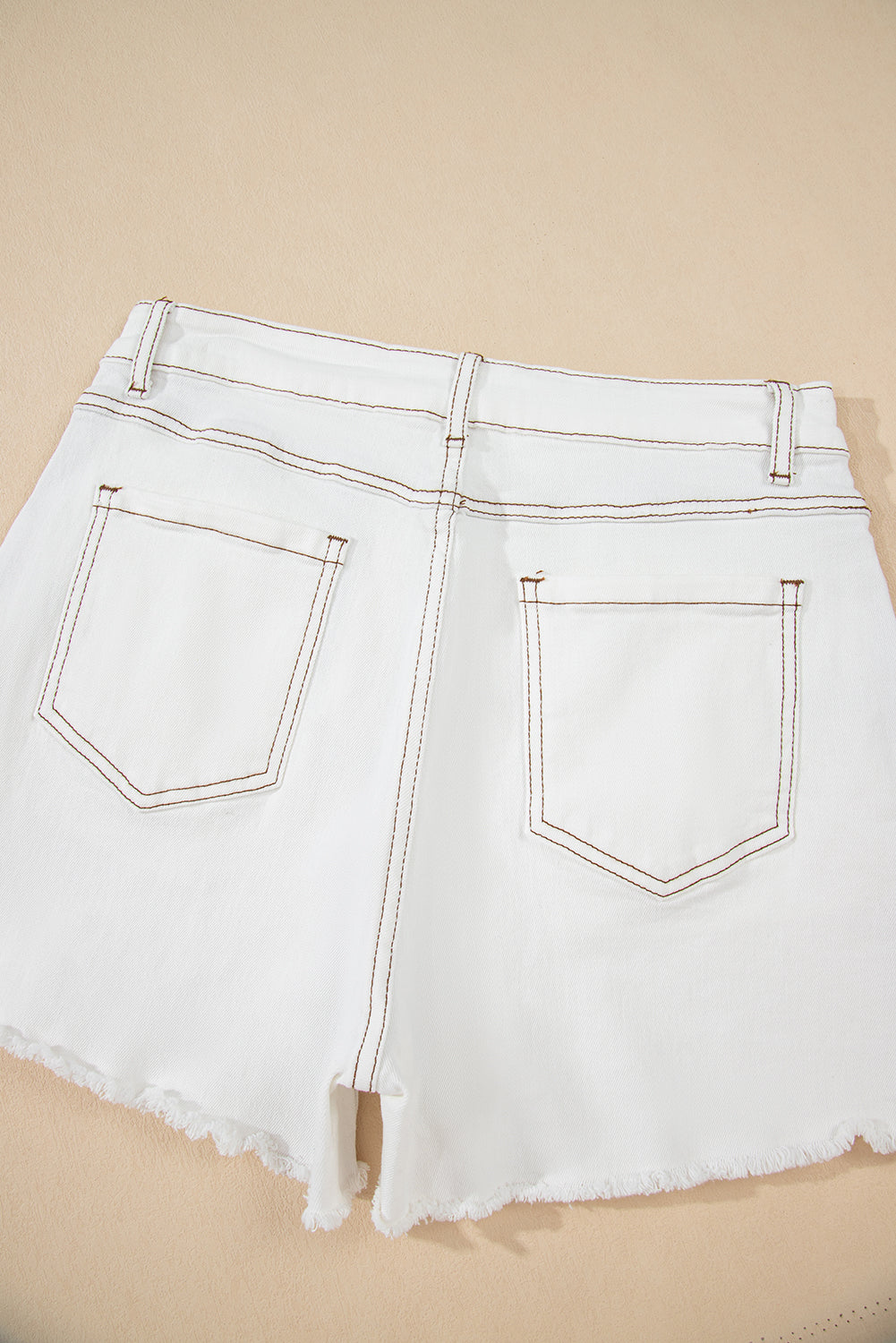 White Raw Hem High Waist Denim Shorts STYLE SOURCE