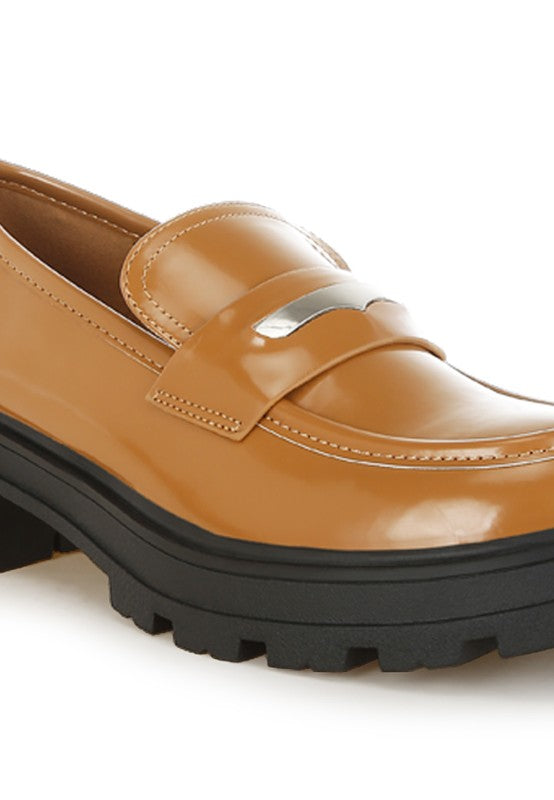 Gleam Stride Faux Leather Chunky Loafers STYLE SOURCE