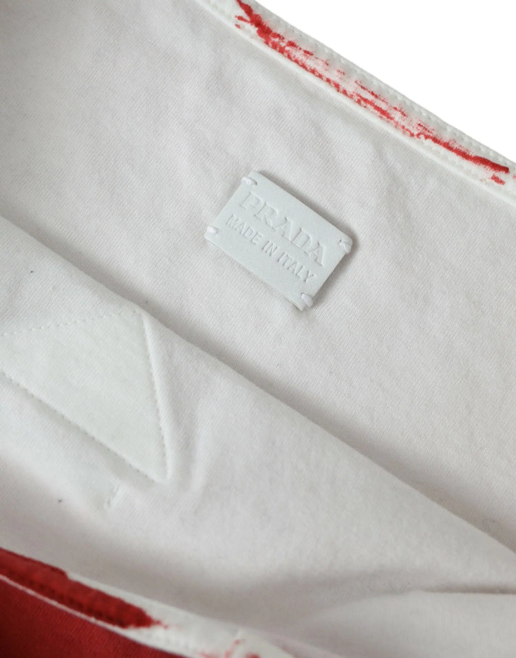 Prada Red Jersey Fabric Logo Shoulder Shopping Tote Bag STYLE SOURCE