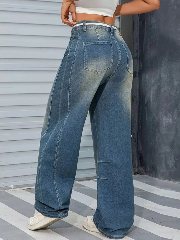 Vintage Wash Wide Leg Jeans STYLE SOURCE