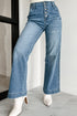 Dusk Blue Multi Button Waist Wash Straight Leg Jeans STYLE SOURCE