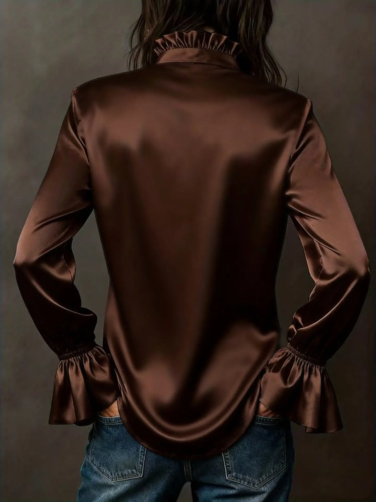 Button Up Flounce Sleeve Shirt STYLE SOURCE