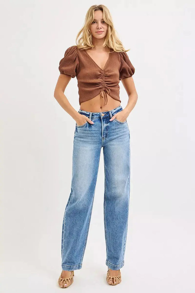 RISEN High Rise Wide Baggy Jeans STYLE SOURCE