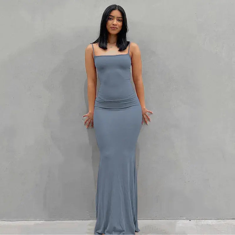 Satin Slip Sleeveless Backless Maxi Dress STYLE SOURCE