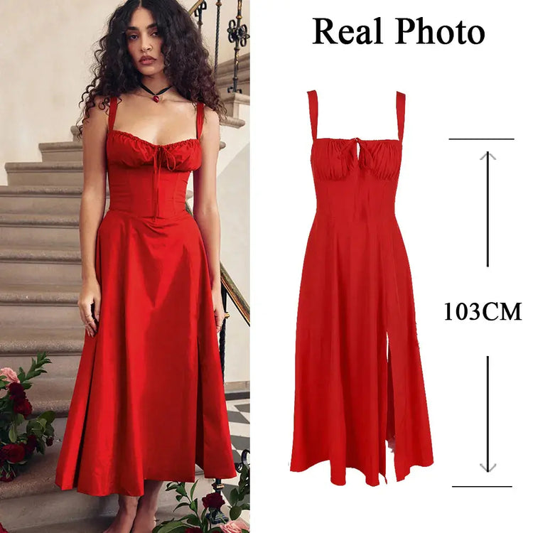 suninheart Elegant A Line Midi Dress Sexy STYLE SOURCE