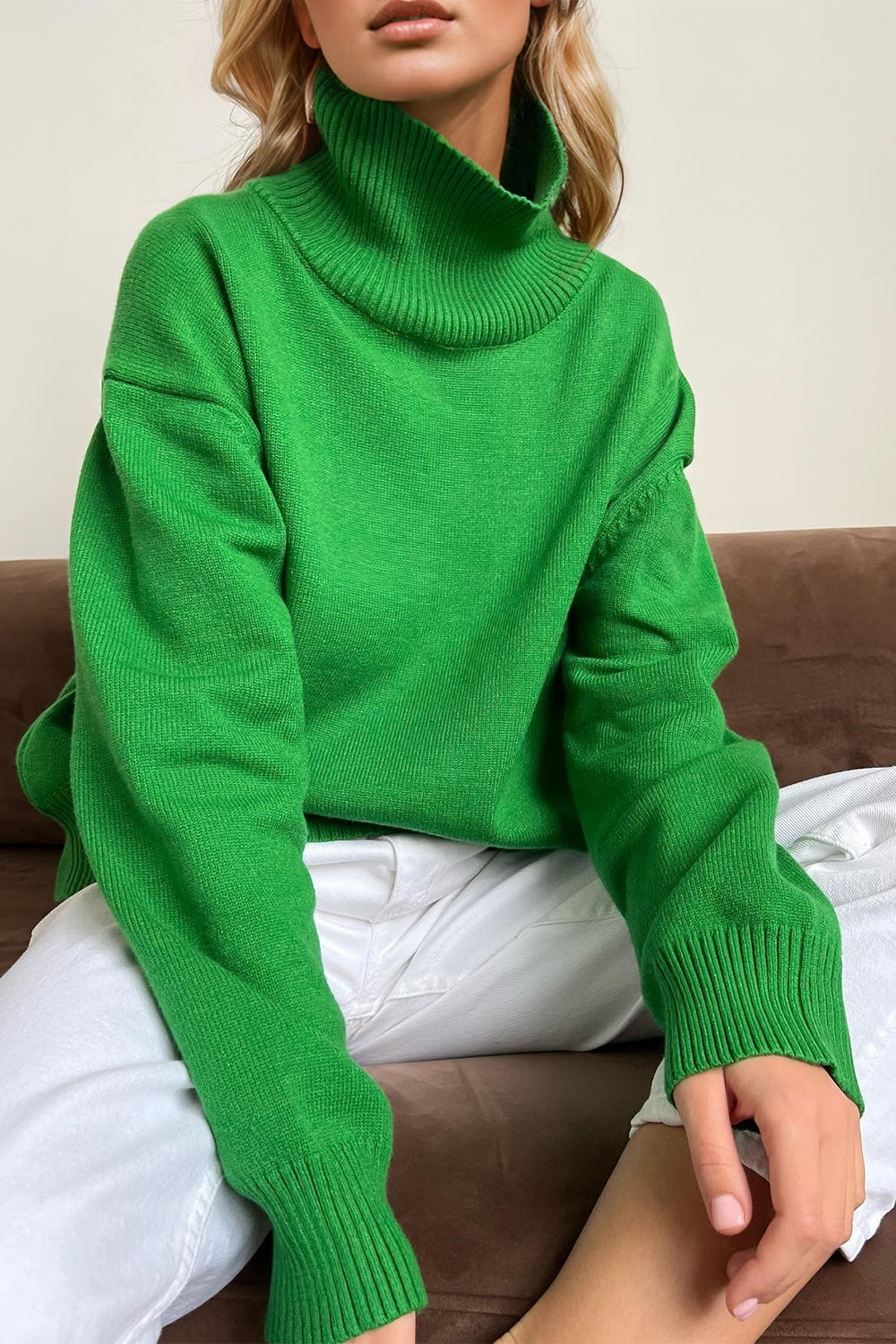 Basic Bae Turtleneck Dropped Shoulder Long Sleeve Sweater STYLE SOURCE