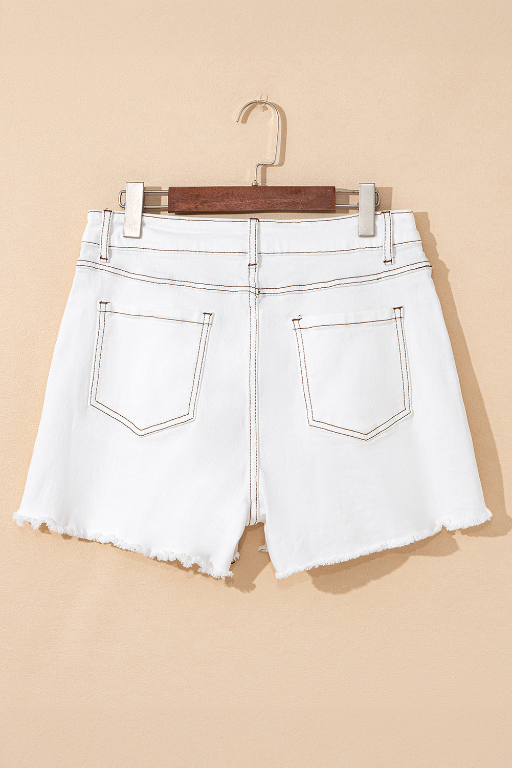 White Raw Hem High Waist Denim Shorts STYLE SOURCE