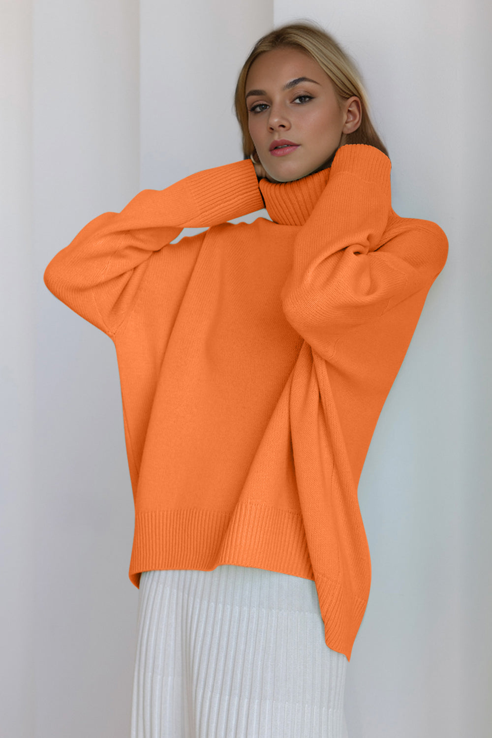 Basic Bae Turtleneck Dropped Shoulder Long Sleeve Sweater STYLE SOURCE