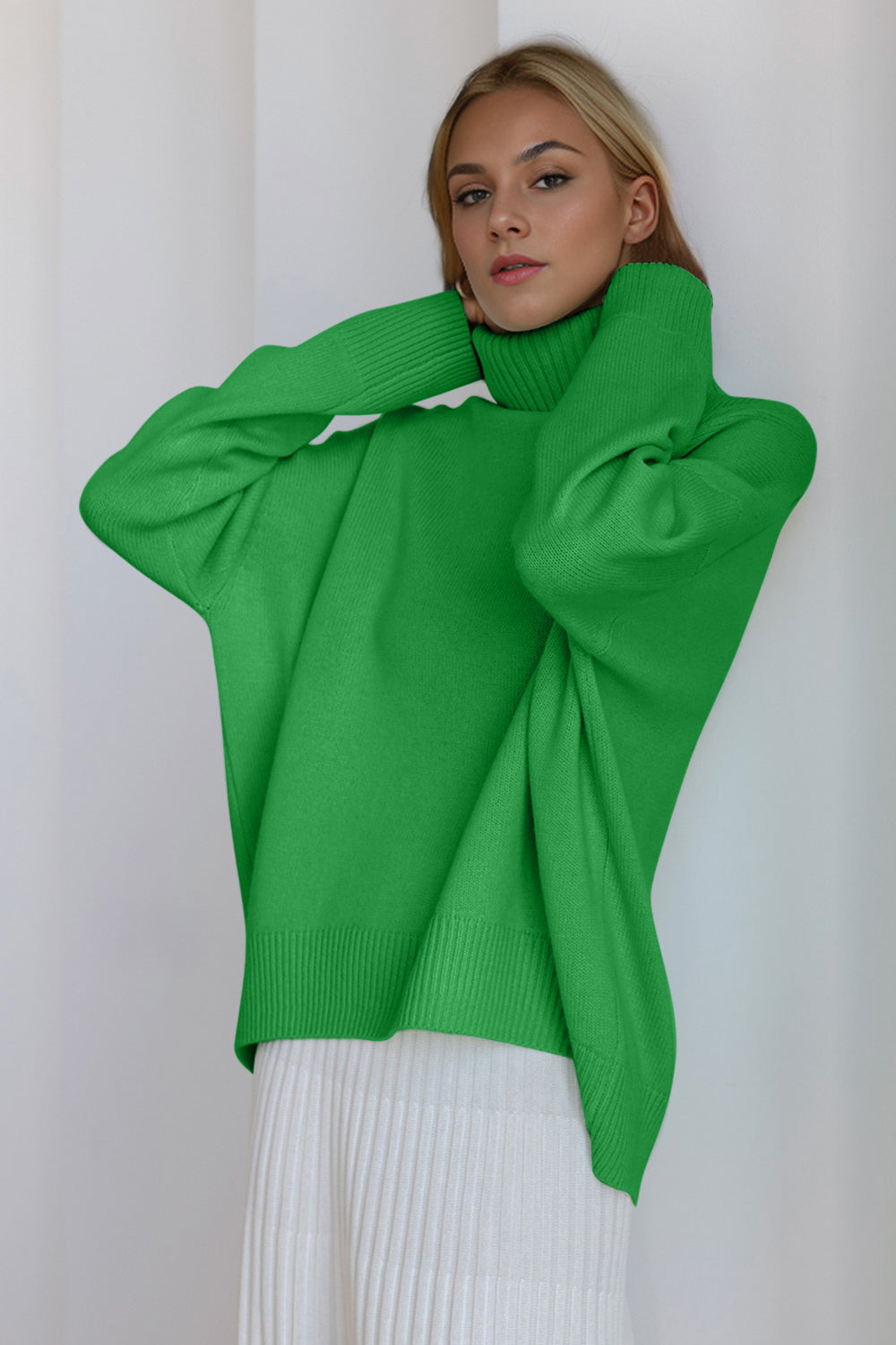 Basic Bae Turtleneck Dropped Shoulder Long Sleeve Sweater STYLE SOURCE