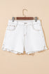 White Raw Hem High Waist Denim Shorts STYLE SOURCE