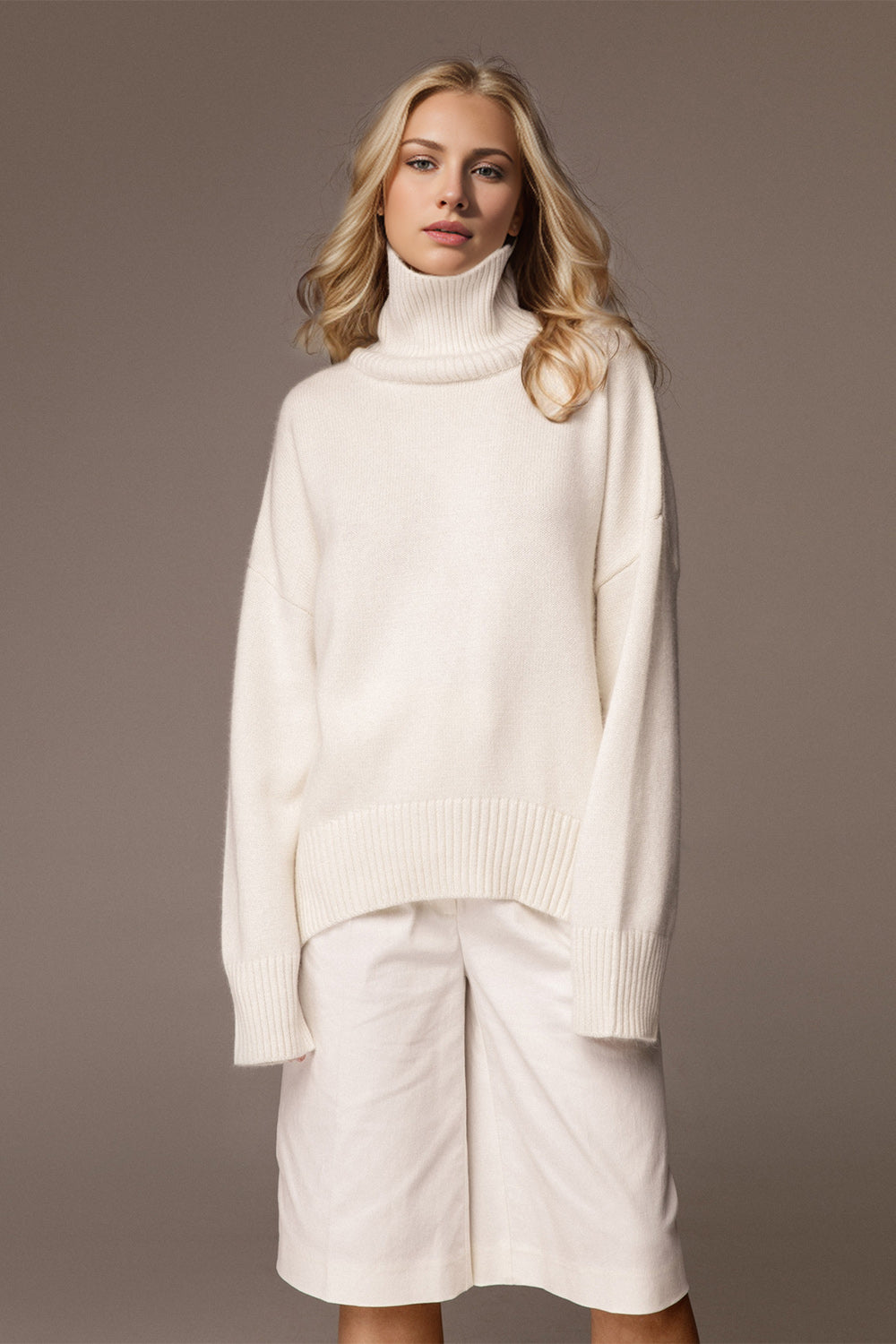 Basic Bae Turtleneck Dropped Shoulder Long Sleeve Sweater STYLE SOURCE
