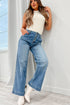 Dusk Blue Multi Button Waist Wash Straight Leg Jeans STYLE SOURCE