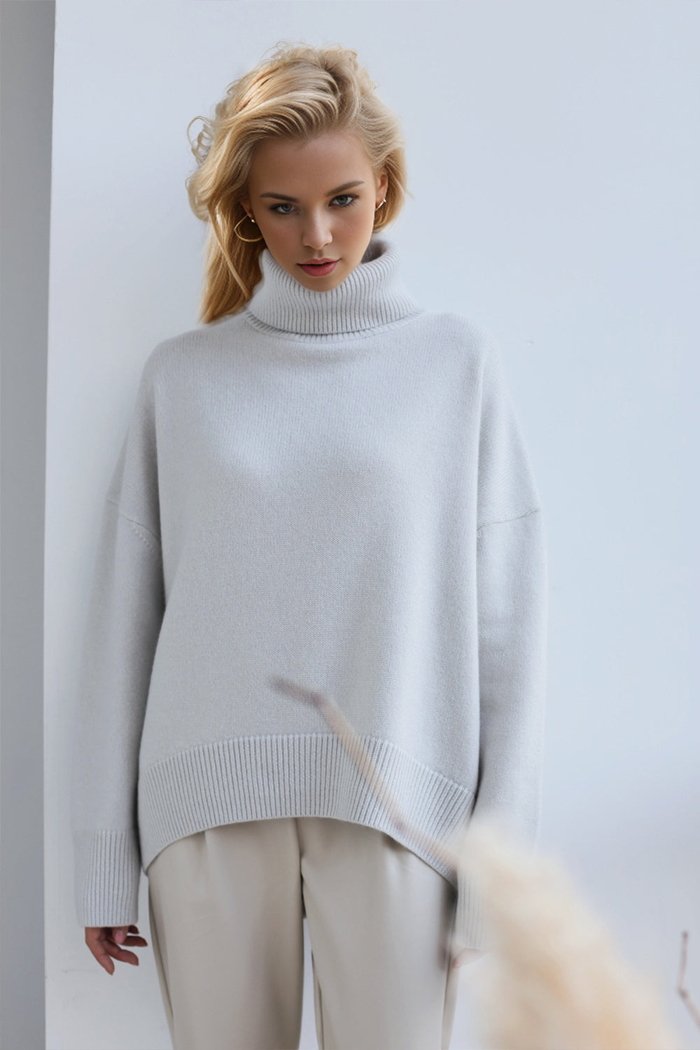 Basic Bae Turtleneck Dropped Shoulder Long Sleeve Sweater STYLE SOURCE