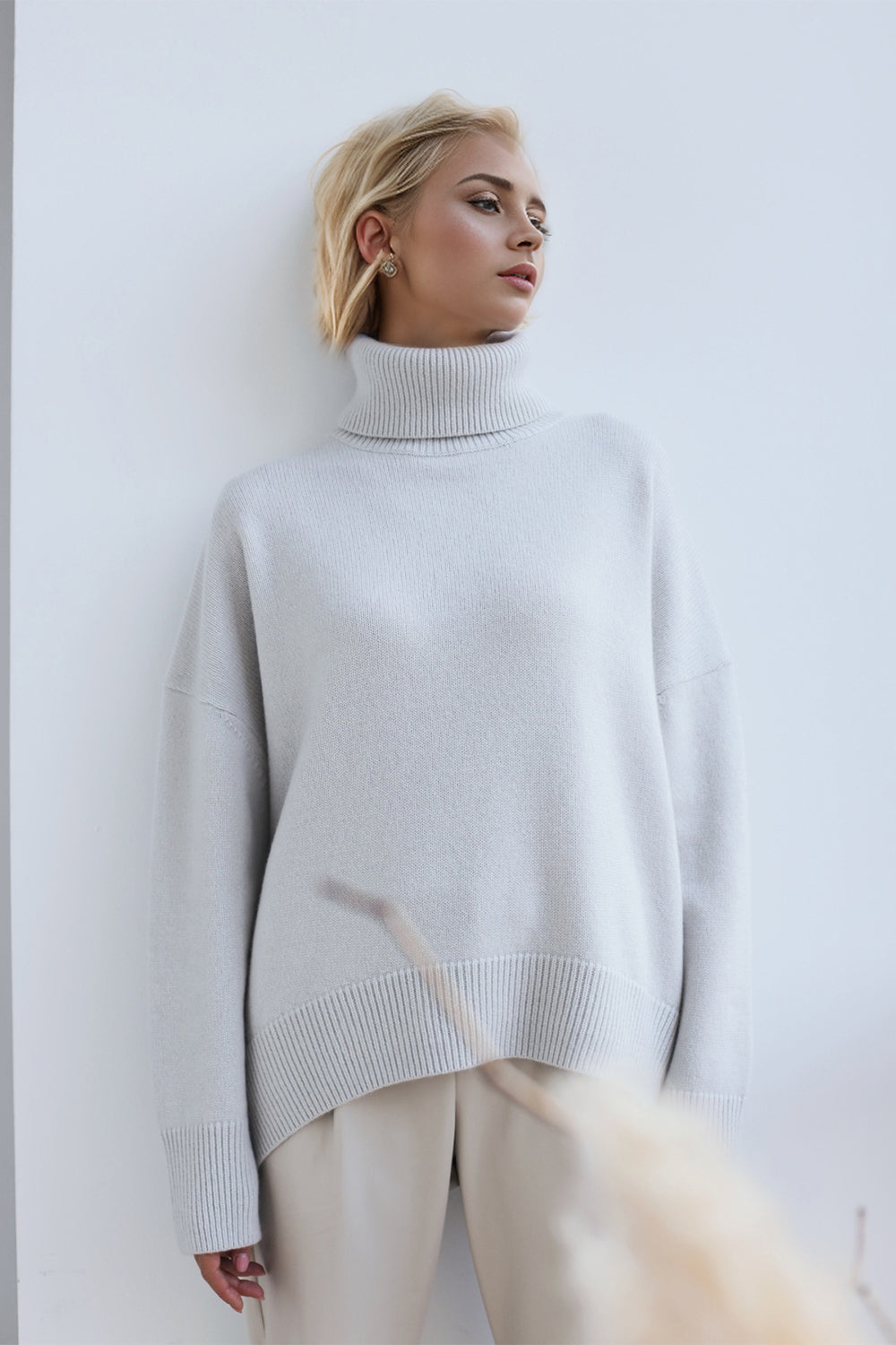 Basic Bae Turtleneck Dropped Shoulder Long Sleeve Sweater STYLE SOURCE
