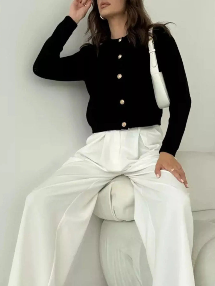 Button Up Texture Knit Cardigan STYLE SOURCE