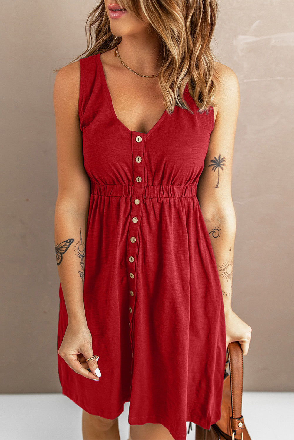 Sleeveless Button Down Mini Dress STYLE SOURCE
