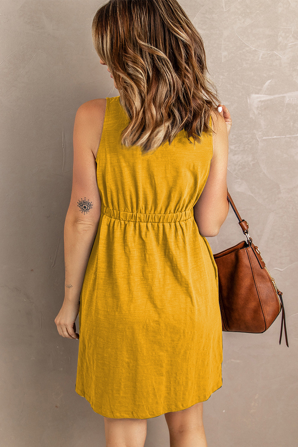Sleeveless Button Down Mini Dress STYLE SOURCE