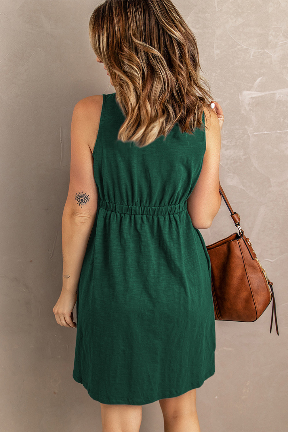 Sleeveless Button Down Mini Dress STYLE SOURCE