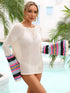 Rainbow Stripe Openwork Boat Neck Cover-Up STYLE SOURCE