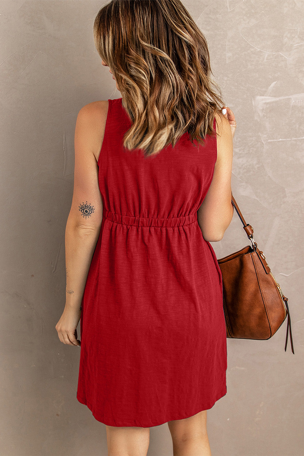 Sleeveless Button Down Mini Dress STYLE SOURCE