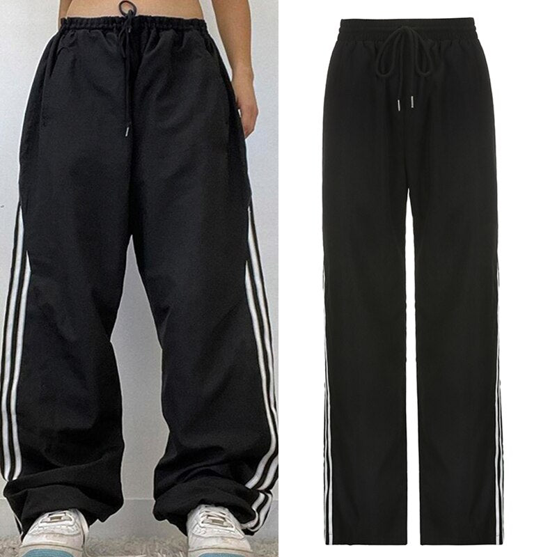 Windbreaker Track Pants Sporty Baggy Low Waisted Trousers Cargo Pants for Women STYLE SOURCE