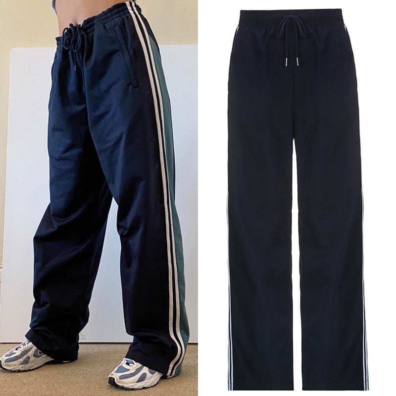 Windbreaker Track Pants Sporty Baggy Low Waisted Trousers Cargo Pants for Women STYLE SOURCE