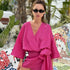 Summer Dress 2023 Fashion Hot Pink Loose Casual Breathable V-Neck Above Knee Length Dresses Women Cotton Linen Beach Dress STYLE SOURCE