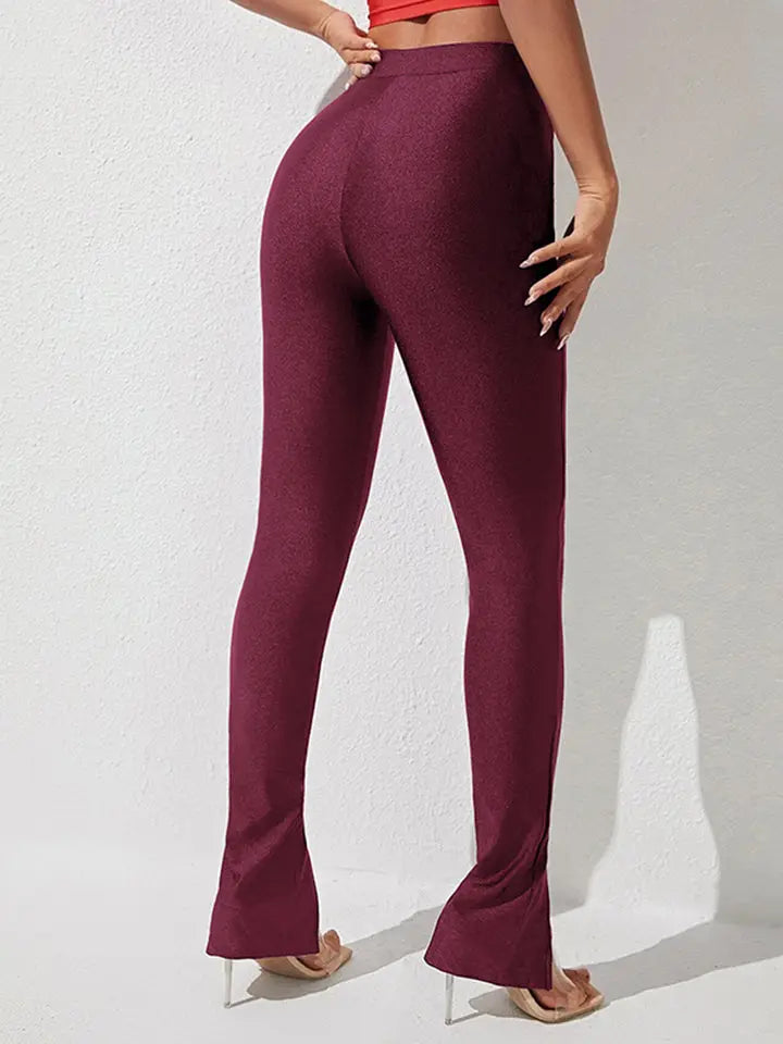 High Waist Slit Skinny Pants STYLE SOURCE